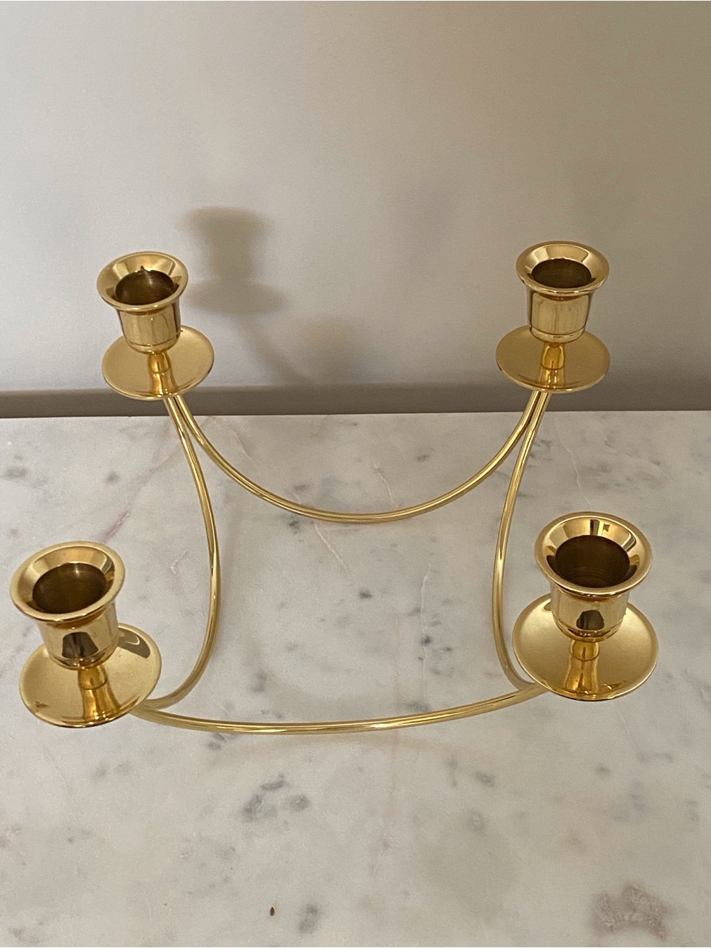 Brass 4-Arm Candle Holder - Gold